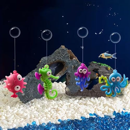 4pcs Ocean Life Resin Aquarium Decorations - Floating Fish Tank Ornaments, Water Garden Scenery,Home Aquarium Decor Theme Characters