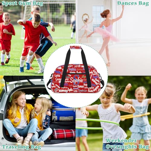 Custom Sports Duffel Bag Boys Personalized Kids Gym Bag, Red | Customized Travel Duffle Bag with Name Ranked - color: Color 1