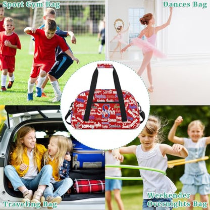 Custom Sports Duffel Bag Boys Personalized Kids Gym Bag, Red | Customized Travel Duffle Bag with Name Ranked - color: Color 1