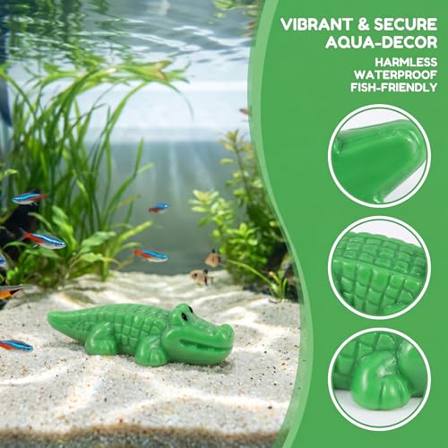 COMINGOIN Mini Resin Crocodiles, 100 Pcs Tiny Green Alligator Mini Sculptures, Miniature Reptile Figurines for Fairy Garden, Succulent Pot, Moss Terrarium, Beach Diorama - style: Cute