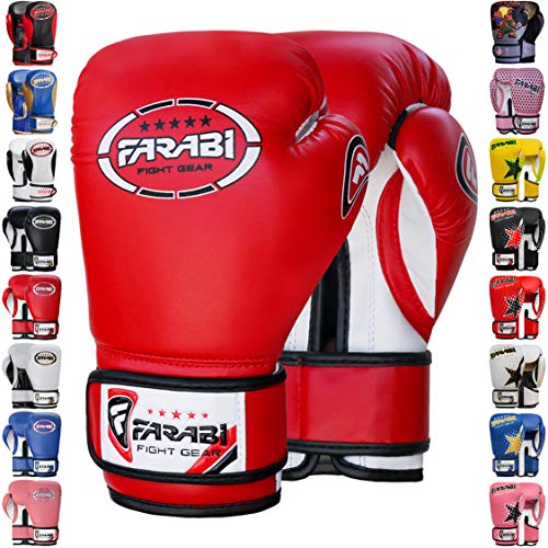 Farabi Boxing Gloves Kids Junior Muay Thai Kick Boxing Training MMA Punching Bag - color: Red, size: 4OZ