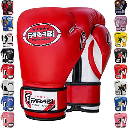 Farabi Boxing Gloves Kids Junior Muay Thai Kick Boxing Training MMA Punching Bag - color: Red, size: 4OZ
