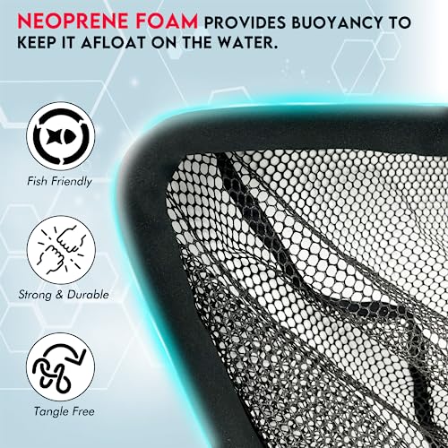 Black Paw Floating Fishing Net Foldable Telescopic Fish Landing Net with Built in Length Scale Rubber Coated for Kayak, Fly, Trout - color: C2:16" Hoop Size Black (Telescopic Pole)