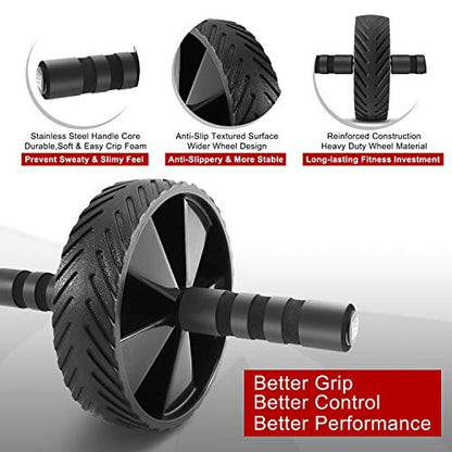 Ab Roller by XPRT Fitness – Toning Wheel for Core Exercises – Abdomen Training Equipment – Ab Rollout Wheel – Comfortable Grip and Top Performance – At-Home Rolling Workout