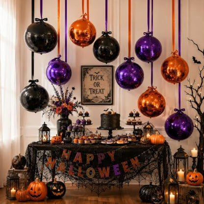 Togvu Halloween Round Foil Balloons, 9PCS 22Inch Orange Black Purple 4D - color: Black Orange Purple