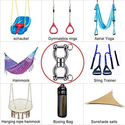 SELEWARE Heavy Duty Bearing Swing Swivel, 360° Rotation Hanging Accessory | Quiet Smooth Rotation, Supports Up to 1200LB, 1 Pack, Removable Buckle for Swings, Hammocks, Tire Swings and Heavy Bags - color: Swivel - Style B
