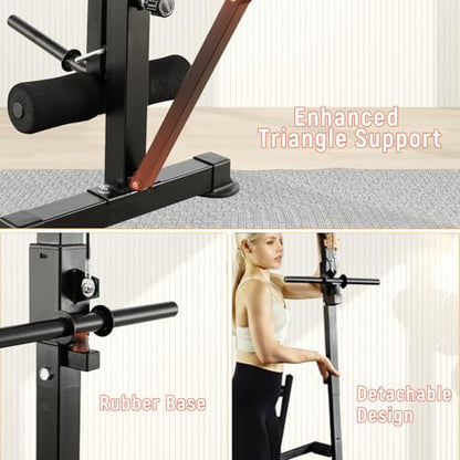 MAIDOMA Foldable 1500LBS Capacity 8 IN 1 Weight Bench Set with Leg Extension/Squat Rack/Preacher Curl, Adjustable Bench Press for Home Gym Full Body Workout (US Stock) - color: 레드