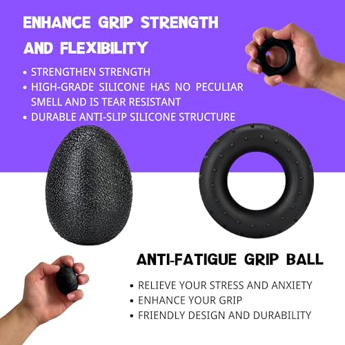 Hand Grip Strengthener Workout Kit (8 Pack) Forearm Grip Adjustable Resistance Hand Gripper, Finger Stretcher, Gyro Ball，Finger Exerciser, Grip Ring