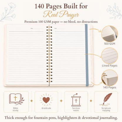 Hardcover Blank Christian Notebook – 140 Pages – You Are | Lined Pages with Bible Verse Cover – Inspirational Writing Spiral Notebook for Bible Study and Prayer - color: Beige