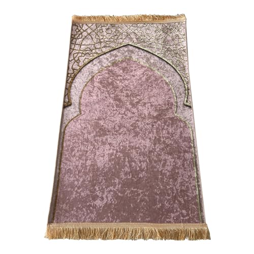 Kids Prayer Mat Muslim Prayer Rug Islamic Salah Mat Thick Prayer Carpet for Musallah Salah Eid Ramadan - color: Pink