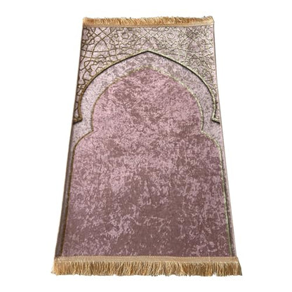 Kids Prayer Mat Muslim Prayer Rug Islamic Salah Mat Thick Prayer Carpet for Musallah Salah Eid Ramadan - color: Pink