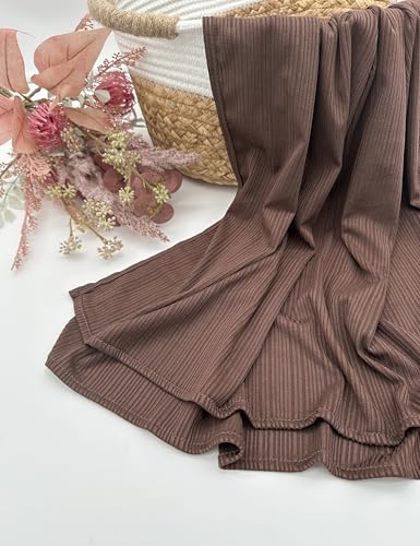 Ribbed Jersey Hijab Scarf for Women, Hijab for Women Muslim Breathable Stretchy Hajib - color: Espresso