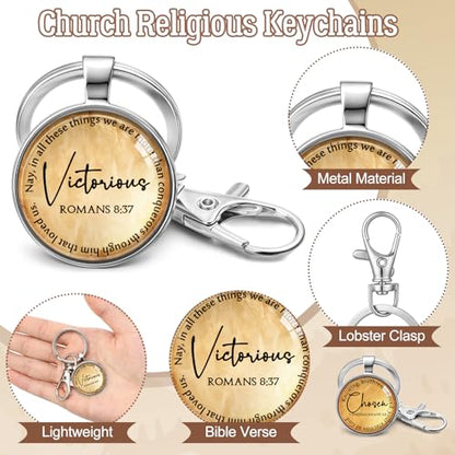 Equsion 24 Pcs Christian Keychain Gift Bulk Mini Bible Keychains with Verse Religious Keychain Gifts for Church Bible Study Group (Brown) - color: Brown
