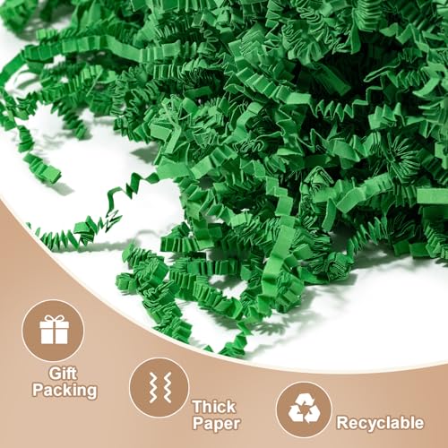 Wowxyz 1 LB Crinkle Cut Paper Shred Green Crinkle Shredded Paper for Gift Baskets - Gift Box Bag Filler - Confetti Stuffing for Birthday, Holiday Present Packaging Wrapping - color: Green