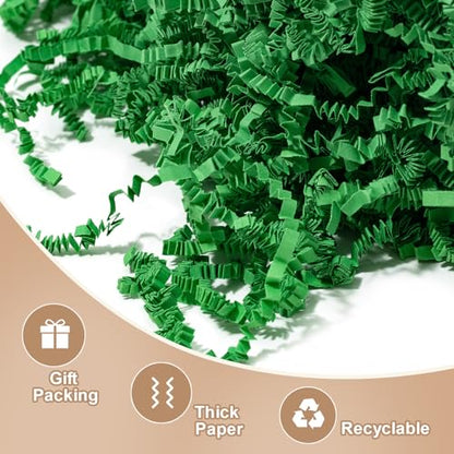 Wowxyz 1 LB Crinkle Cut Paper Shred Green Crinkle Shredded Paper for Gift Baskets - Gift Box Bag Filler - Confetti Stuffing for Birthday, Holiday Present Packaging Wrapping - color: Green
