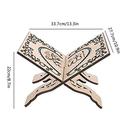Gavigain Quran Folding Stand Vintage Wooden Carved Book Organizer Collapsable for Muslim Prayer