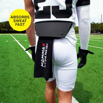 SLEEFS Football Towel - Cotton Quarterback QB Towel for the Football Field - Bi-Fold Hook & Loop Closure - Men/Youth/Boys/Adults - Momma Black - color: Momma Black