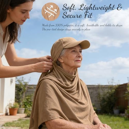 ZLYC Women Muslim Hijab Scarf with Visor Built-in Undercap Sun Protection Headwrap - color: Solid Tan