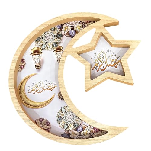 Star and Moon Salver Ramadan Serving Salver Ramadan Tray Eid Salver Food Salver Decorative Salver Fruit Storage Salver Bread Plate Divided Wooden Food Server