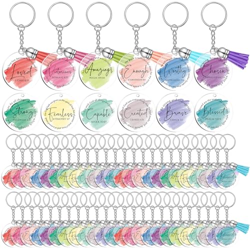 Equsion 60 Pcs Bible Verse Keychains Bulk Christian Gift, Vibrant Colors - style: Vibrant Colors