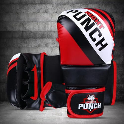 Hybrid MMA Sparring Gloves for Grappling, Kickboxing, and Open Palm Martial Arts - color: Red, size: Small