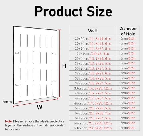 180 Gallon Aquarium Divider for Baby Fish - Clear Acrylic Separator Board for Optimal Fish Separation, Tank Organization & Ea