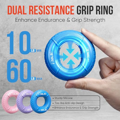 Grip Strength Trainer Kit, Forearm Strengthener & Hand Grip Strengthener | Finger Exerciser & Stretcher for Strength Training, Recovery & Flexibility - size: 9PCS