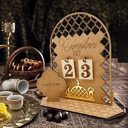 Wooden Ramadan Calendar Decorations - Wooden Countdown Calendars Decorations 30 Days Eid Mubarak,style 1