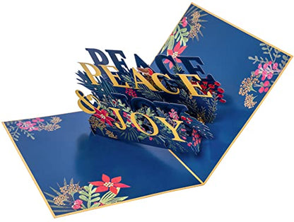 PopLife Wishing You Peace & Joy 3D Pop Up Handmade Greeting, Blank Merry Christmas Card, Small Stocking Present for Friends and Family, Holiday Wishes - color: Wishing You Peace & Joy