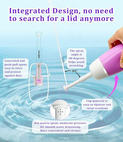 Portable Bidet Bottle - Handheld All-in-One Personal Bidet Bottle , 12.2 oz, for Personal Hygiene, Outdoor Camping, Prenatal and Postpartum Menstrual Care, Perineal and Hemorrhoidal Treatment