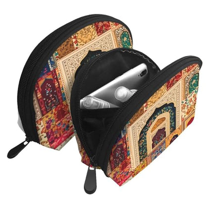 Ramadan Theme Showcases Vibrant Islamic 2-Piece Shell Makeup Bag Set, Large Capacity Travel Cosmetic Bag For Women With Zipper, Waterproof Polyester Toiletry Organizer Pouch For Purse, Travel - color: Ramadan Theme Showcases Vibrant Islamic