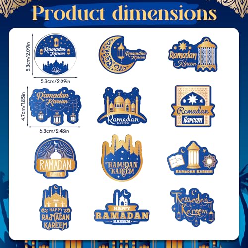 36 Pcs Ramadan Gift Fridge Magnets Eid Mubarak Gift Islamic Home Decor Muslim Gifts for Office Kitchen Party(Blue and Gold) - style: Blue and Gold