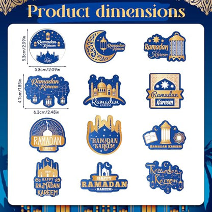 36 Pcs Ramadan Gift Fridge Magnets Eid Mubarak Gift Islamic Home Decor Muslim Gifts for Office Kitchen Party(Blue and Gold) - style: Blue and Gold