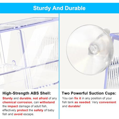 DaToo Fish Breeding Box Aquarium Holding Tank Transparent Fish Isolation Box Acclimation Hatchery Incubator Breeder for Betta Shrimp Clownfish Guppy(Size S)