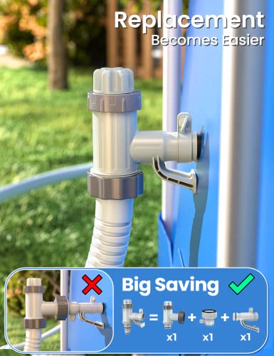 Above Ground Swimming Pool Hose Adapter with Plunger Valve and Pipe Holder - Replacement Parts for Pool Pump System (Round Top 2 PACK) - style: Round Top 2 PACK