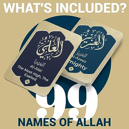 99 Names of Allah Flashcards – Asma Ul Husna Arabic and English Learning Cards with Quranic Verses, Pronunciation, and Meanings – Islamic Study Aid, Muslim Gift for Ramadan, Eid, Kids & Adults Briston