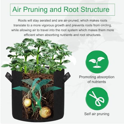 12-Pack 10 Gallon Grow Bags, 300G Thickened Nonwoven Garden Pots,Heavy Duty Fabric Pots with Reinforced Handles - size: 10 Gallons