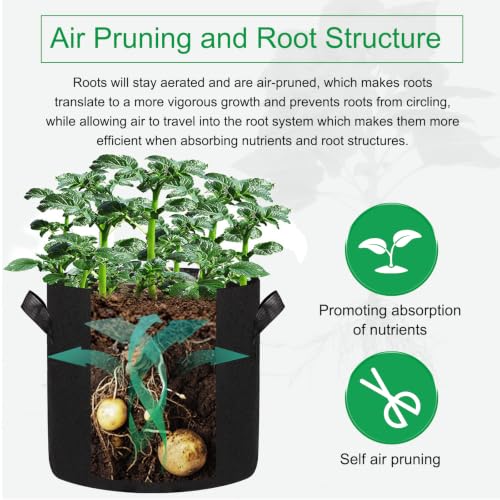 12-Pack 20 Gallon Grow Bags, 300G Thickened Nonwoven Garden Pots,Heavy Duty Fabric Pots with Reinforced Handles - size: 20 Gallons