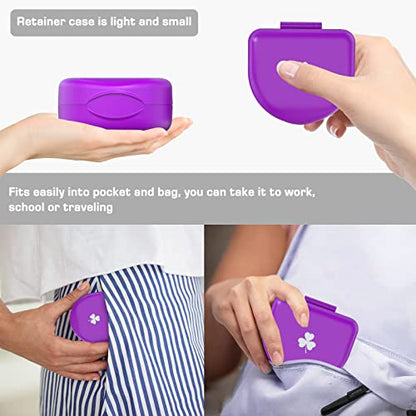 Retainer Case Denture Case: BVN Orthodontic Dental Case, Slim Braces Case, Mouth Guard Case, Denture Box, Teeth Aligner Case, Night Guard Case Container Storage Holder Purple - color: Purple