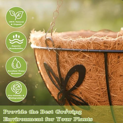 4 Pack 14 Inch Hanging Baskets for Plants Outdoor Metal Hanging Planter Hanging Flower Baskets with Coco Fiber Liners Chain Round Wire Plant Holder Hanging Flower Pots(Butterfly) - size: 14 Inch, style: Butterfly