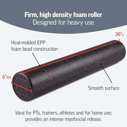 OPTP AXIS Firm Foam Roller, High Density Foam Roller for Physical Therapy, Yoga, Pilates, Fitness Exercise and Sports Training (Black, 36" X 6" Round) - color: Black - 36" X 6" Round