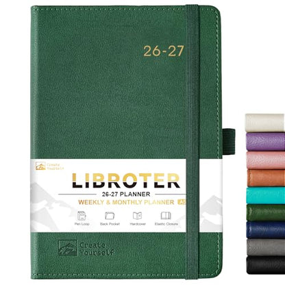 2026-2027 Planner - Academic Planner 2026-2027 Weekly Monthly Planner, July 2026 - June 2027, 5.7'' x 8.4'', Thick Paper, Leather Cover, Pen Holder, Back Pocket, Perfect Daily Organizer - Dark Green - color: Dark Green