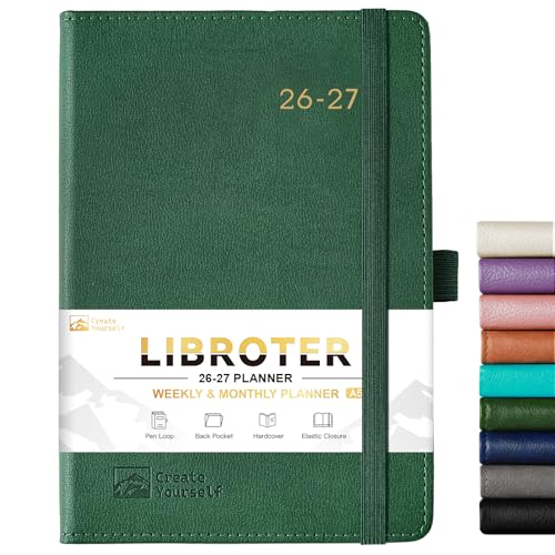 2026-2027 Planner - Academic Planner 2026-2027 Weekly Monthly Planner, July 2026 - June 2027, 5.7'' x 8.4'', Thick Paper, Leather Cover, Pen Holder, Back Pocket, Perfect Daily Organizer - Dark Green - color: Dark Green