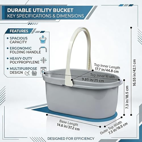 Haundry 4.5 Gallon Cleaning Bucket, Good Grips Household Mop Bucket for Cleaning Supplies, Cleaning Caddy Organizer Basket with Handle, 17.1L, Grey - color: Gray