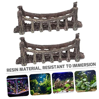 VICASKY 2pcs Bridge Decor for Fish Tank Simulated Aquarium Ornament Lightweight and Compact for Aquatic Landscaping and Tabletop Decoration