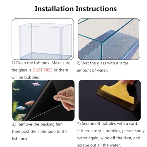 Black Aquarium Background Film, Static Cling PVC, 19.6" H × 59" W | Glue-Free Static Cling • Easy to Apply • No Residue • Blocks Rear Light • Makes Fish Colors Stand Out • Reusable - size: 19.6"H × 59"W