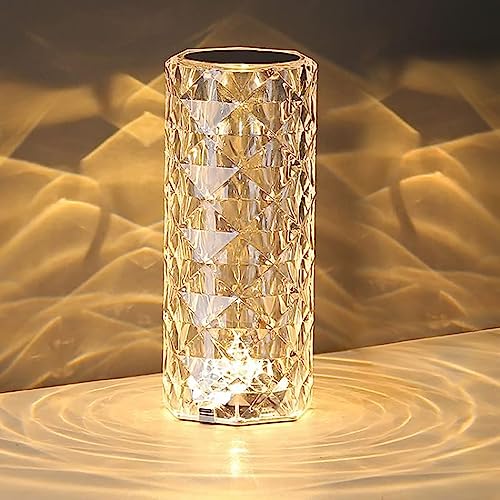 Portable Crystal Table Lamp,3 Color Touch Control Rechargeable Lamp,Crystal Bedside Lamp,Night Light,Room Decor Desk Lamp,Bedroom,Living Room,Kitchen,Dining Room Lamp(White) - color: White