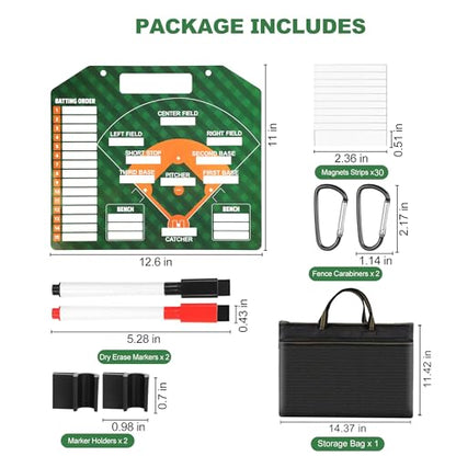 Magnetic Baseball Coach Tactical Board for Training Coaching Accessories | Baseball Dry Erase Lineup & Strategy Planning Board, Games Dugout Tactics, Baseball with Storage Bag