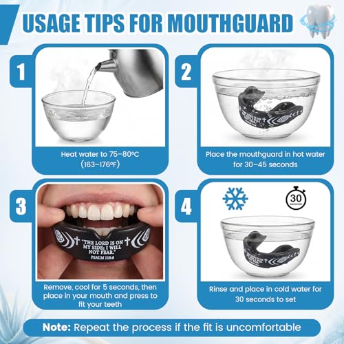Konohan 4 Pcs Mouth Guard - Cross Sport Mouthguard with Case Christian Mouthguards Teeth Armor Sport Game Guard for Youth Football Boxing Lacrosse Football Basketball Wrestling Rugby Taekwondo