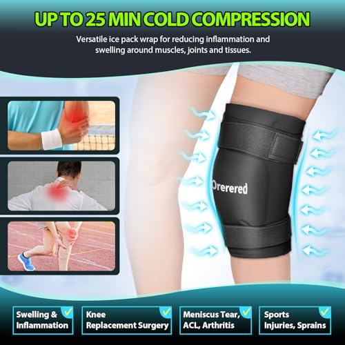 Ice Packs for Injuries Reusable, Knee Gel Ice Pack Wrap Pain Relief for Knee Replacement Surgery, Swelling, Meniscus Tear, ACL, Sports Injuries, Bruises and Arthritis, Elbow Ice Pack Black - color: Knee Ice Wrap-black